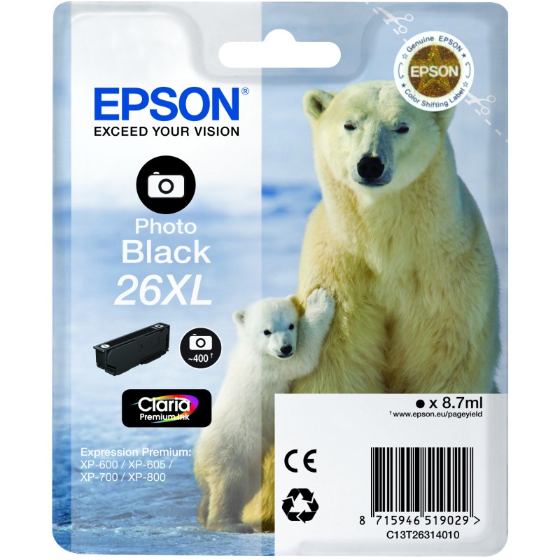 Cartuccia Originale Epson T2631 T26 XL Nero Photo