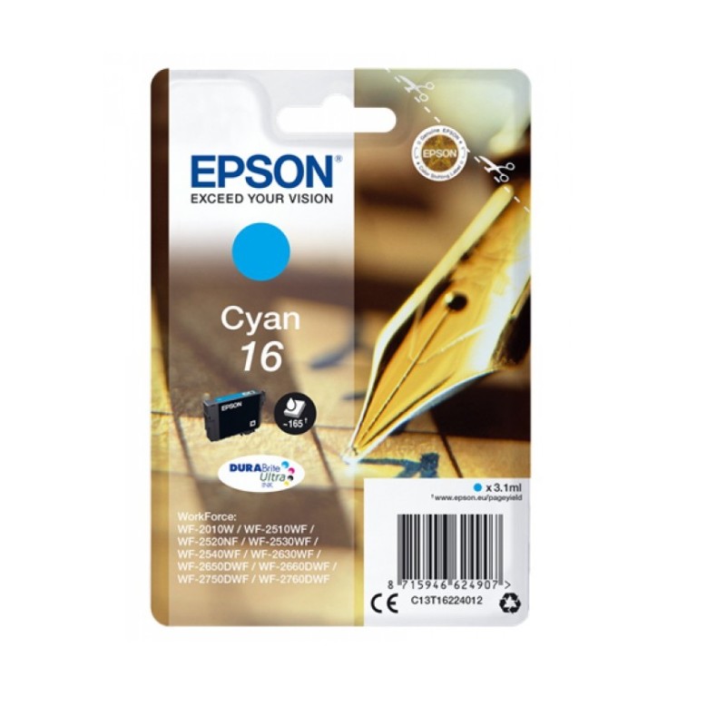 CARTUCCIA ORIGINALE EPSON T1622 C13T16224012 CIANO