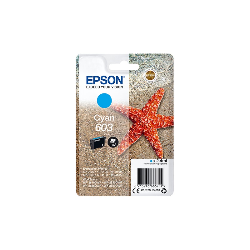 CARTUCCIA ORIGINALE EPSON 603 - CIANO C13T03U24010