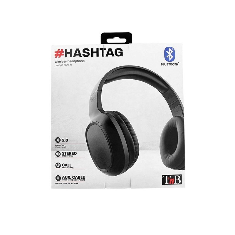 CUFFIE MICROFONO HASHTAG BLUETOOTH NERA (CBHTAGBK)