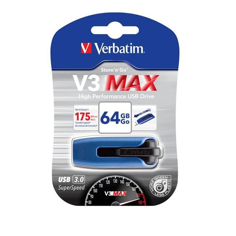 PEN DRIVE VERBATIM V3 MAX STORE'N'GO 64GB USB3.0 (49807) BLU