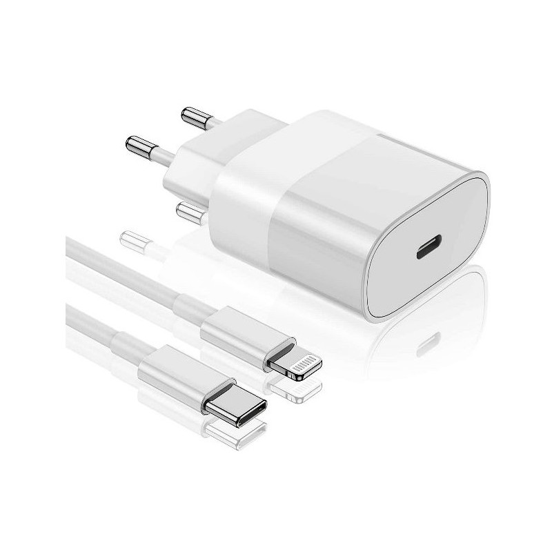 ADATTATORE CARICATORE IPHONE CAVO DA USB-C A LIGHTNING - 20W