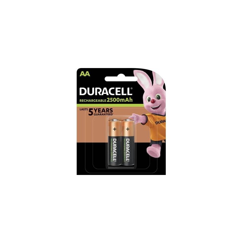 Batterie Duracell Ricaricabili Stilo 2500mAh HR6 DX1500 AA 2pz