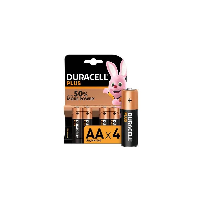 Batterie Duracell Plus Stilo LR6 MN1500 AA Alcaline 4pz