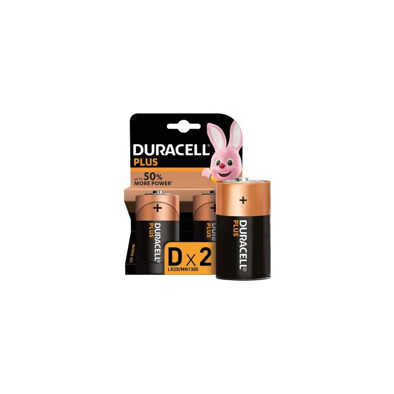 Batterie Duracell Plus 2pz Torcia LR20 MN1300 D Alcaline