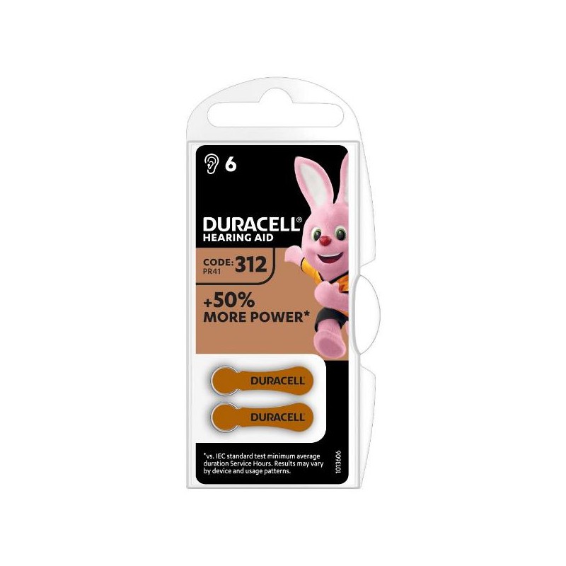 BATTERIE DURACELL ACTIVAIR HEARING AID 312 PER APPARECCHI ACUSTICI (6 PEZZI)