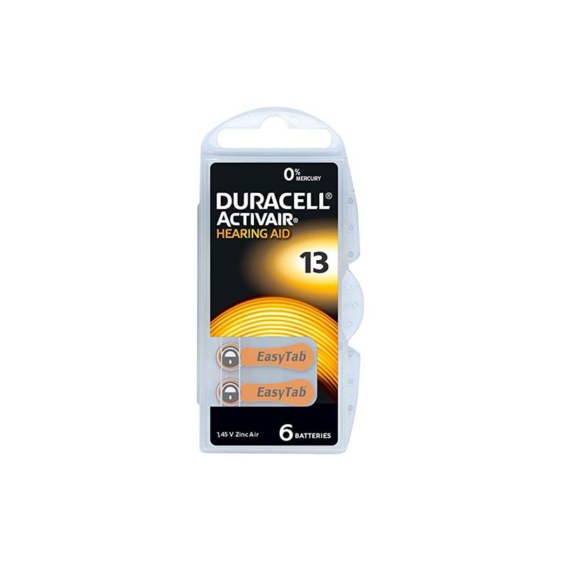 BATTERIE DURACELL ACTIVAIR HEARING AID 13 PER APPARECCHI ACUSTICI (6 PEZZI)