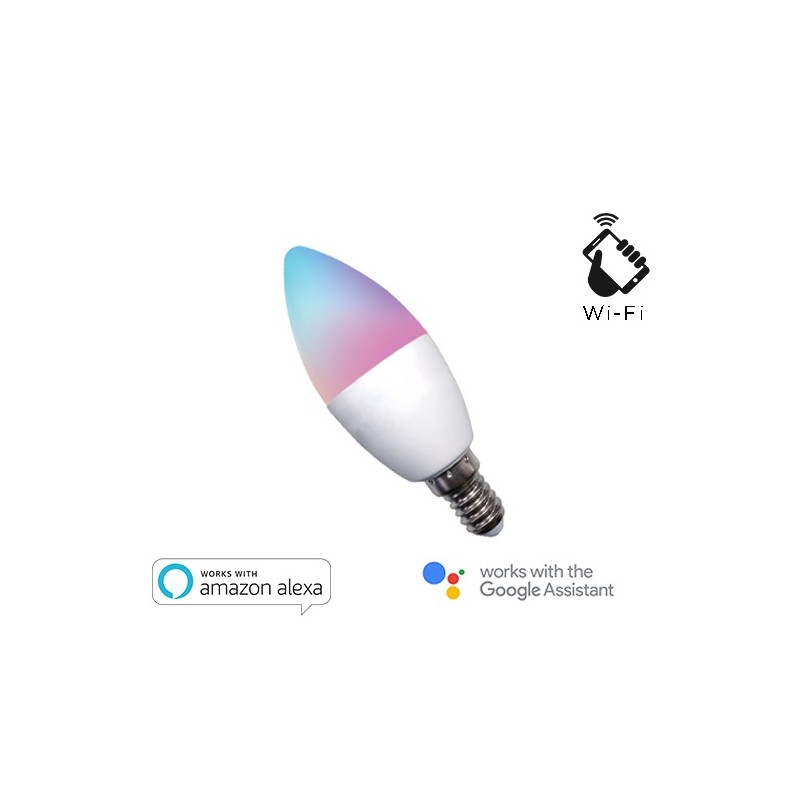 LAMPADA LED SMART EE-45WE14 RGB + BIANCO CALDO E14 C37 DIMMERABILE WIFI - ALEXA E GOOGLE HOME