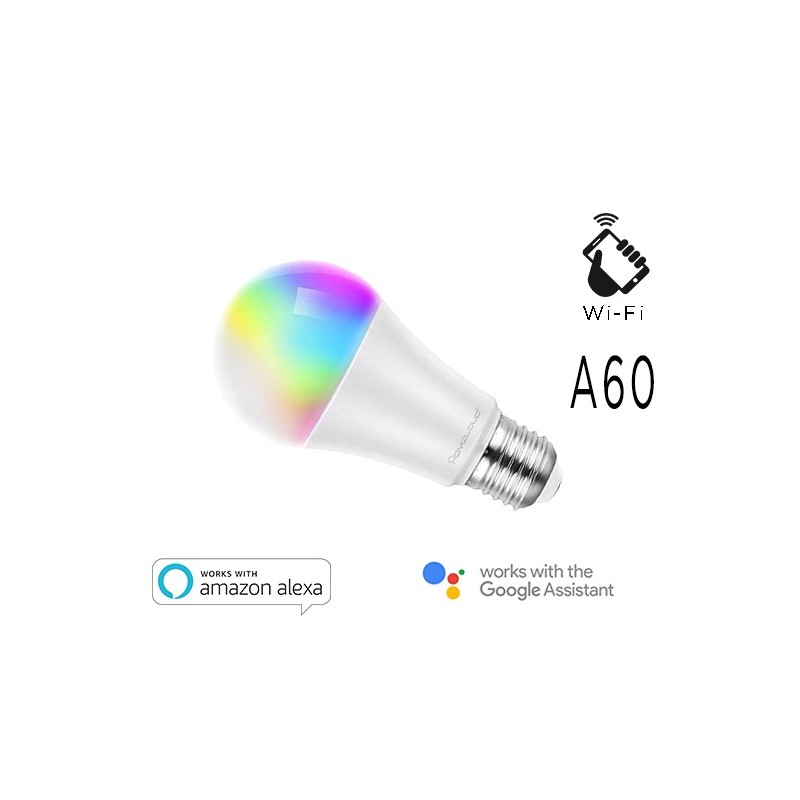 LAMPADA LED SMART EE-9WE2760R RGB + BIANCO CALDO E27 A60 DIMMERABILE WIFI - ALEXA E GOOGLE HOME