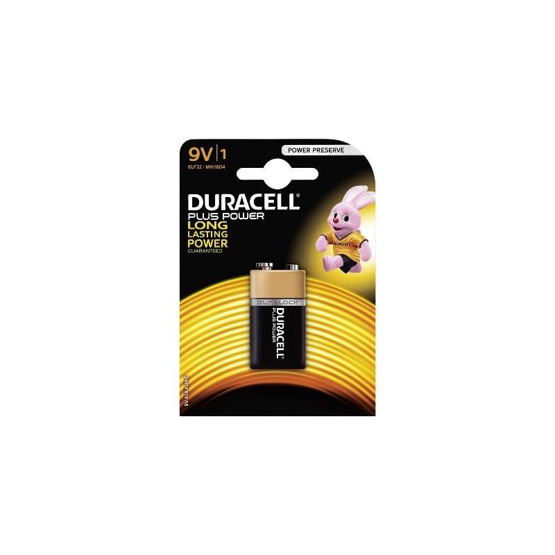 BATTERIE DURACELL ALCALINE 9V (MN1604 PLUS)