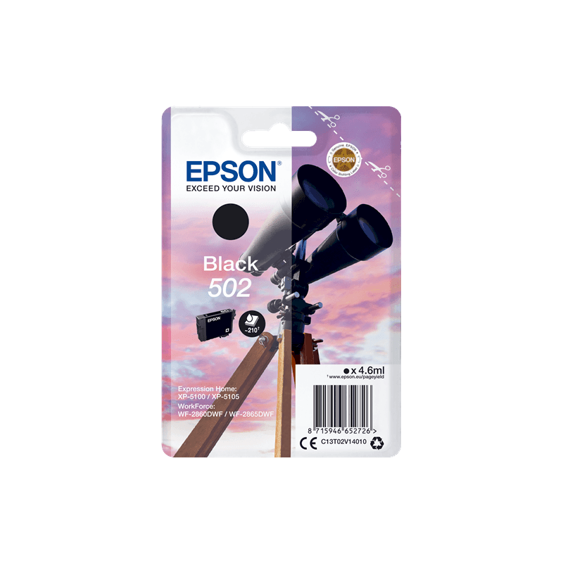 Cartuccia Originale Epson C13T02V14010 502 black 210 pagine 4,6ml