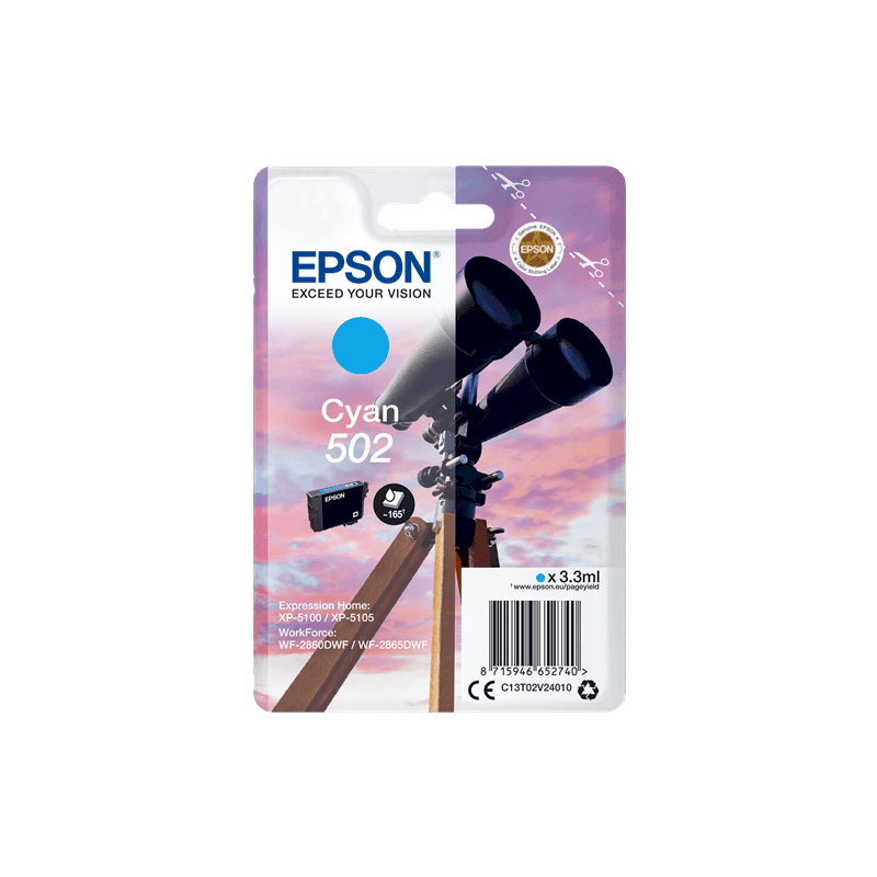 Cartuccia Originale Epson C13T02V24010 502 ciano 165 pagine 3,3ml