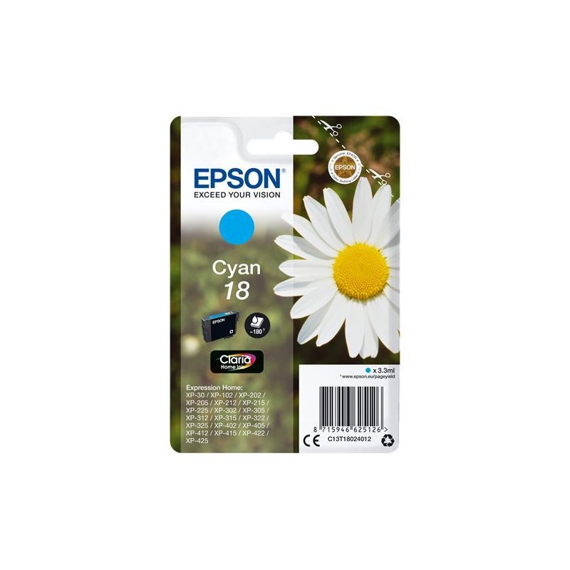 Cartuccia Originale Epson C13T18024012 T1802 ciano 180 pagine