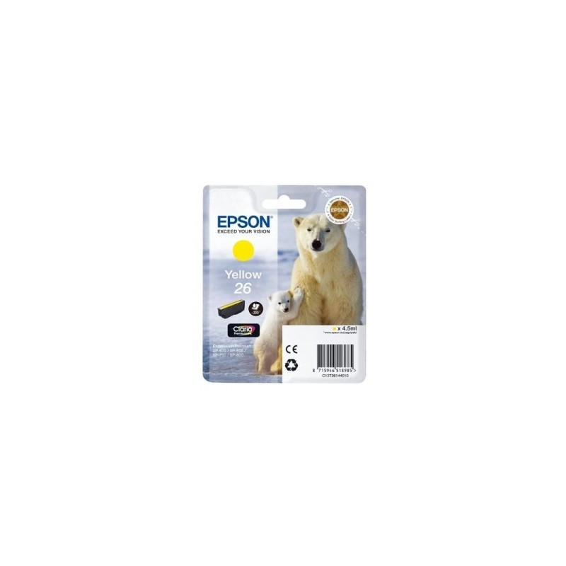 CARTUCCIA ORIGINALE EPSON GIALLO C13T26144012 T2614 ~300 PAGINE 4,5ml standard