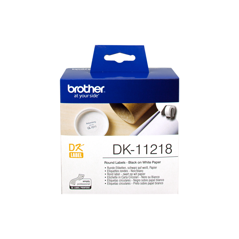 ETICHETTE ORIGINALE BROTHER DK-11218 etichetta rotonda, 24 mm bianco 1000 et./ruolo