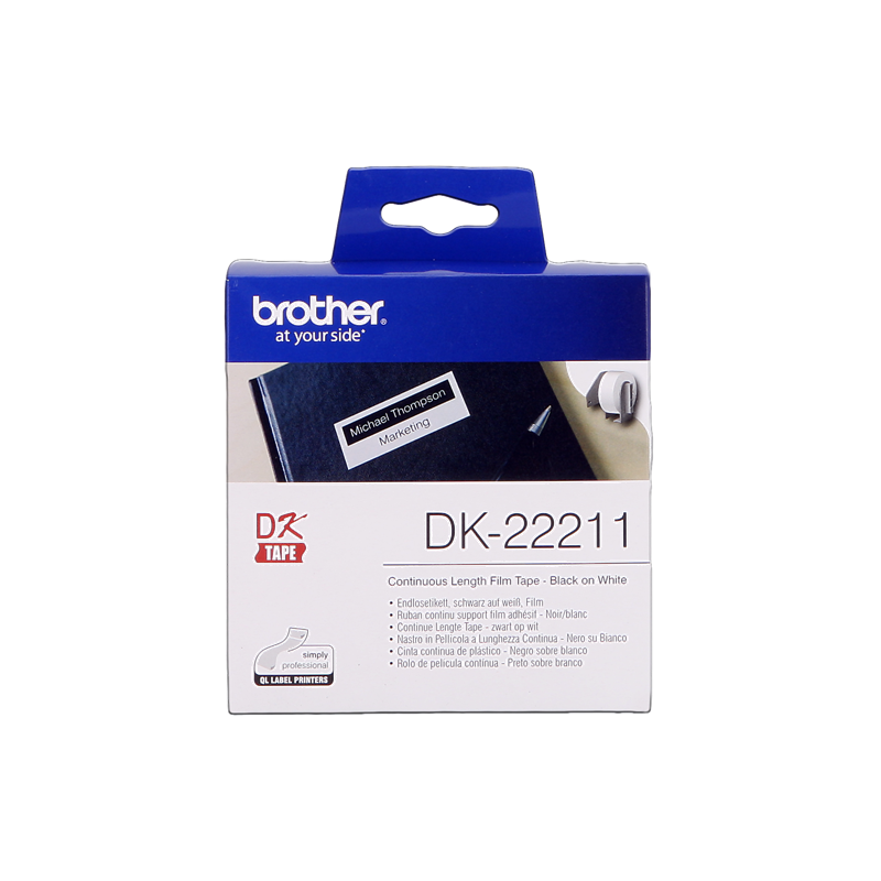 ETICHETTE ORIGINALE BROTHER DK-22211 etichetta a lunghezza continua, 29mm x 15,24 m bianco