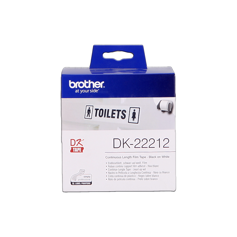 ETICHETTE ORIGINALE BROTHER Nero su bianco DK-22212 etichetta a lunghezza continua, 62mm bianco 15,24m