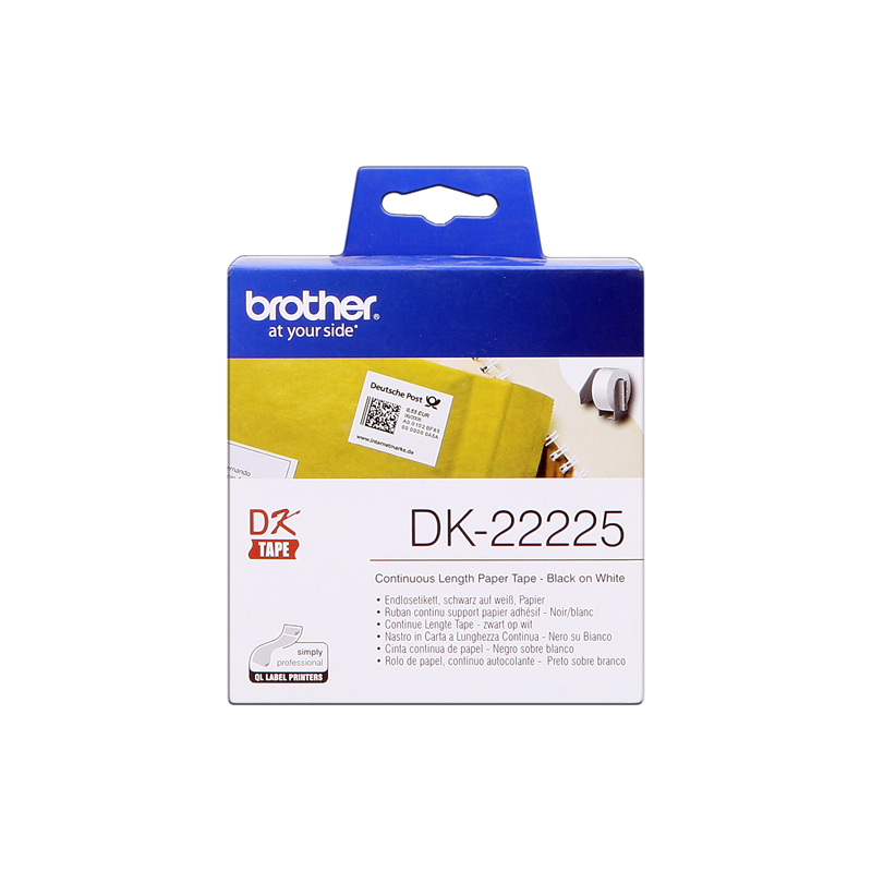 ETICHETTE ORIGINALE BROTHER Nero su bianco DK-22225 etichetta a lunghezza continua, 38mm x 30,48m