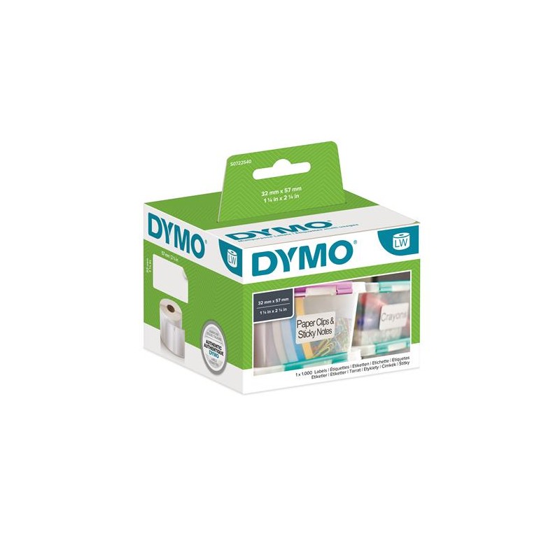 ETICHETTE ORIGINALE DYMO BIANCO S0722540 11354 Etichette, 57x32mm, bianco, 1000 pezzi.