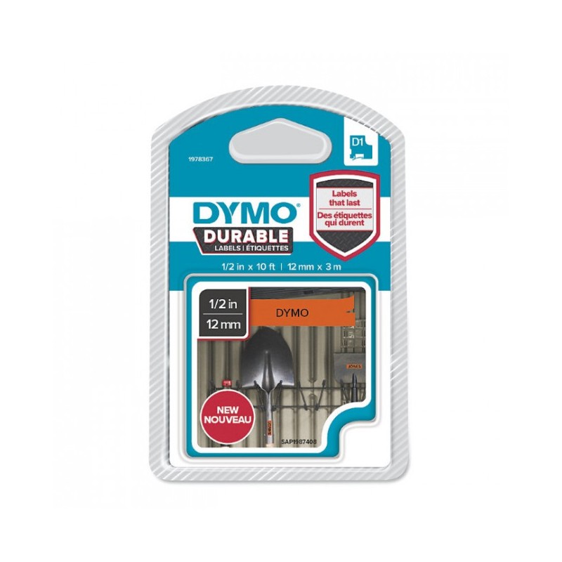 Nastro  originale DYMO 1978367 D1 Bianco su arancio 12mm x 3m