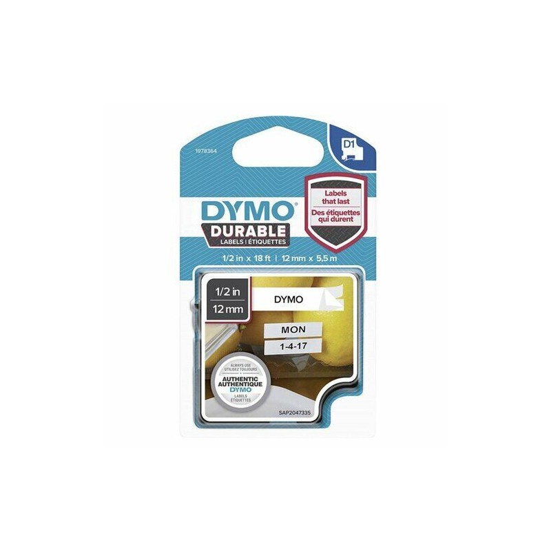 Nastro DYMO 1978364 D1 - Durable Etichette - Nero su bianco - 12mm x 5.5m