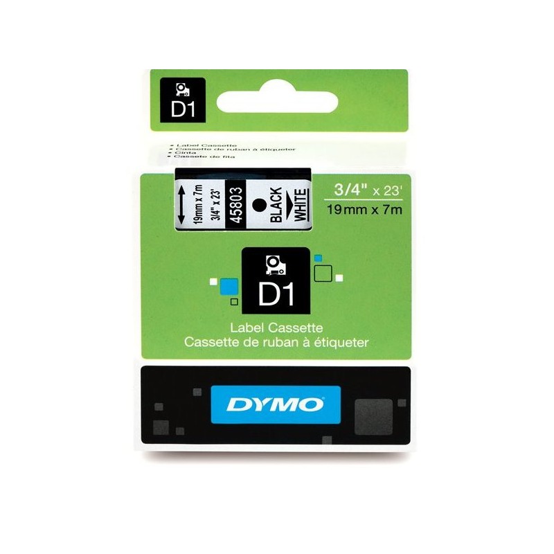 NASTRO ORIGINALE DYMO NERO SU BIANCO S0720830 45803 19mm x 7m, Standard-D1-ruolo