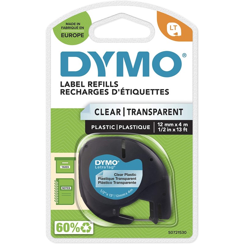 NASTRO ORIGINALE DYMO NERO SU BIANCO S0721520 LetraTAG LetraTAG banda di carta, 12mm x 4m