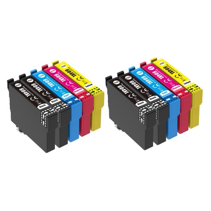 10 CARTUCCE COMPATIBILI EPSON 604 XL ( 4 NERE 2 CIANO 2 MAGENTA 2 GIALLE )