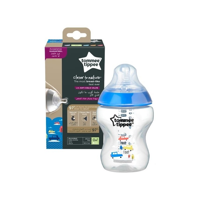 TOMMEE TIPPEE BIBERON 260ML 0M+ FLUSSO LENTO BOY CLOSER TO