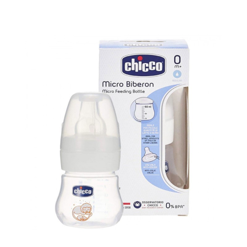 CHICCO MICRO BIBERON SILICONE 60ML 0M+ UNISEX                           