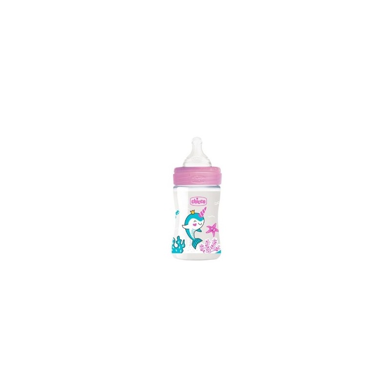 CHICCO BIBERON WB PLAST.GIRL 150ML SILICONE FL.LENTO                    