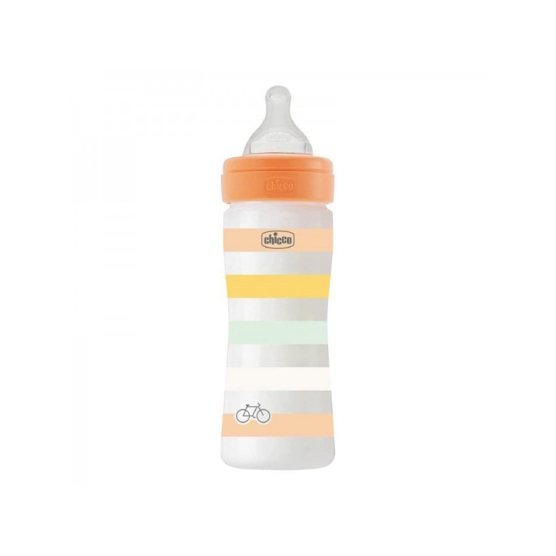 CHICCO BIBERON WB PLASTICA ORANGE 250ML SILICONE FL.MED                 