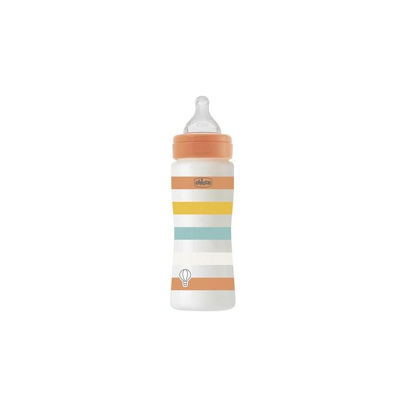 CHICCO BIBERON WB PLASTICA ORANGE 330ML SILICONE FL.VEL                 