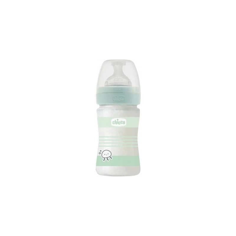 CHICCO BIBERON WB VETRO GREEN 150ML SILICONE FL.LENTO                   