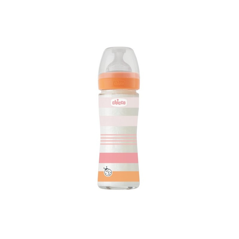 CHICCO BIBERON WB VETRO ORANGE GIRL 240ML FL.LENTO SILI                 