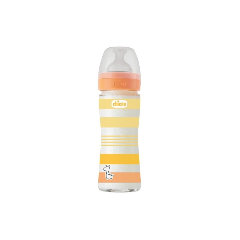 CHICCO BIBERON WB VETRO ORANGE 240ML SILICONE FL.LENTO                  