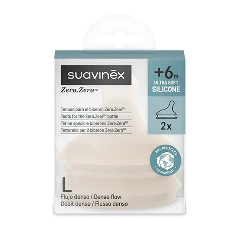 SUAVINEX TETTARELLA x BIBERON ZERO.ZERO L FLUSSO DENZO 2PZ