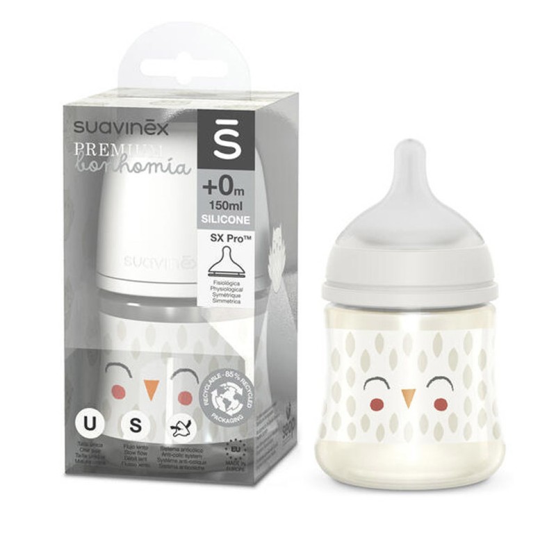 SUAVINEX BIBERON 150ML SILICONE BONHOMIA PIUMA BIANCO                   