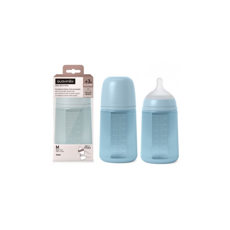 SUAVINEX SELECTION BIBERON SILICONE 240ML ACQUA FLUSSO M                