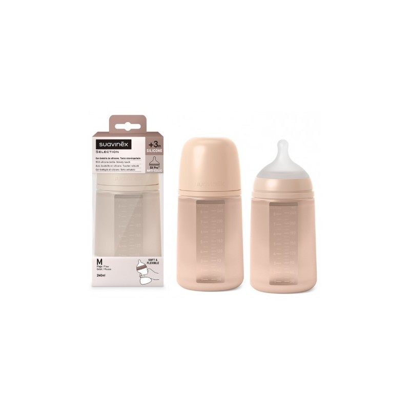 SUAVINEX SELECTION BIBERON SILICONE 240ML NUDE FLUSSO M                 