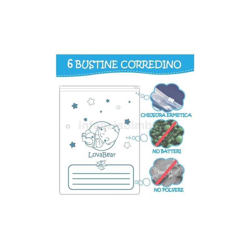 LOVABEAR BUSTINE CORREDINO BABY BLU 6PZ