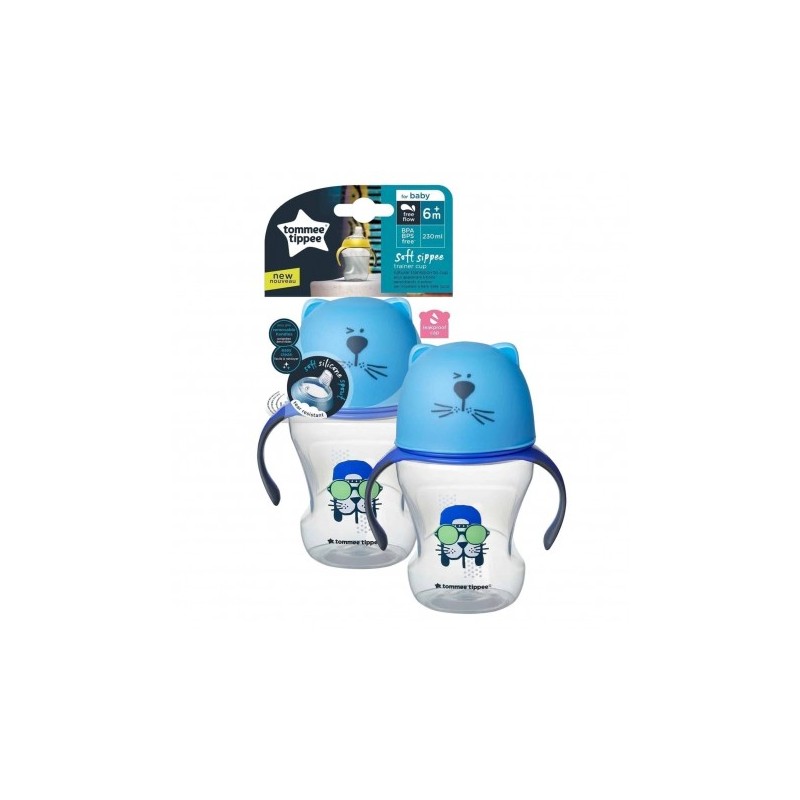 TOMMEE TIPPEE TAZZA TRAINER CUP 6M+ 230ML BOY SOFT SIPPEE               