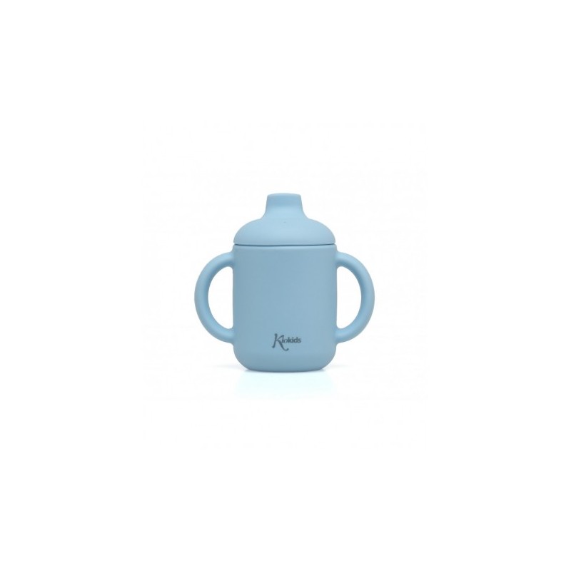 KIOKIDS TAZZA SILICONE AZZURRA 120ML CON MANICI                         