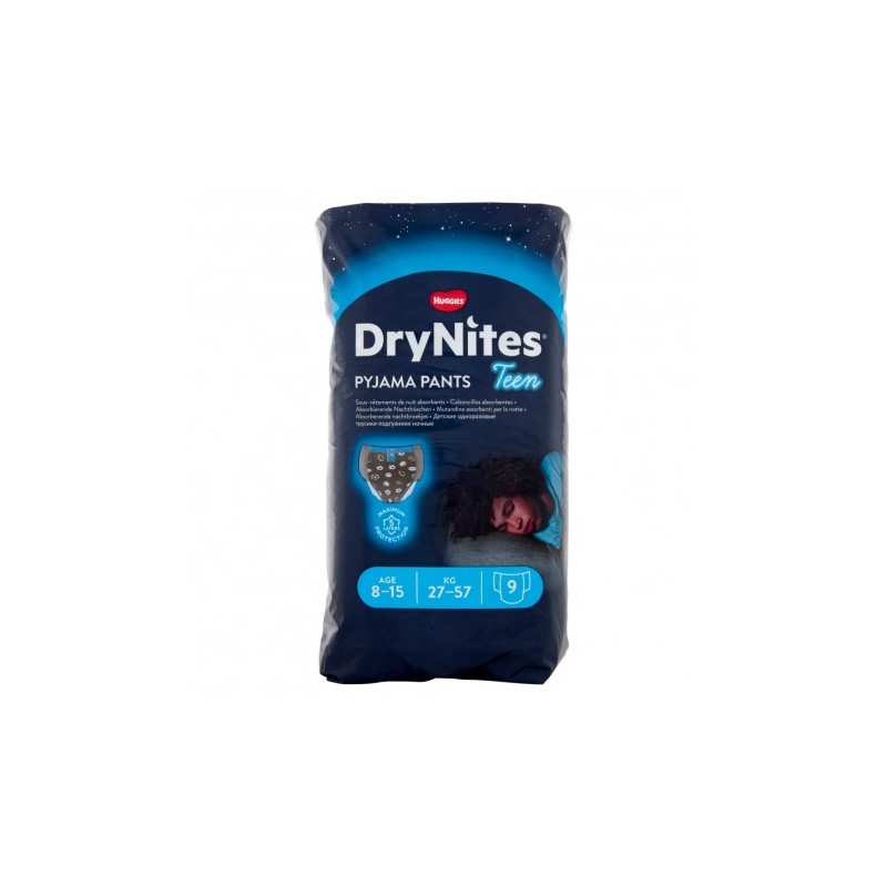 DRYNITES 8-15 ANNI BOY 27-57KG PZ.9 PANNOLINO NOTTE HUGGIES             