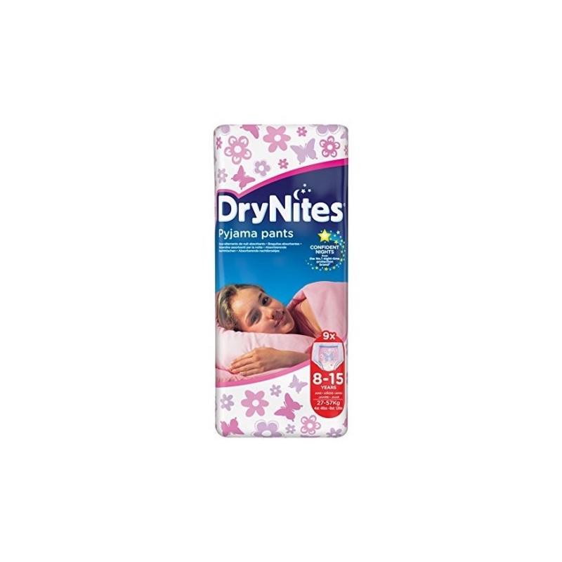 DRYNITES 8-15 ANNI GIRL 27-57KG PZ.9 PANNOLINO NOTTE HUGGIES            